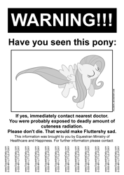 Size: 2480x3508 | Tagged: safe, artist:poldekpl, part of a set, character:fluttershy, species:pony, parody, poster, text, warning