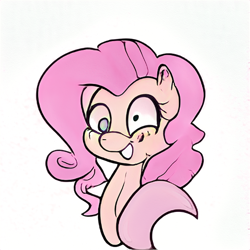 Size: 512x512 | Tagged: safe, ai model:aerial, character:pinkie pie, species:earth pony, species:pony, female, simple background, solo, white background
