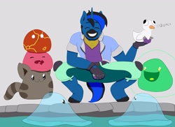 Size: 4400x3200 | Tagged: safe, artist:charlyc1995, oc, oc only, oc:dr meem, species:anthro, archimedes, cute, happy, rubber duck, slime, slime rancher, team fortress 2