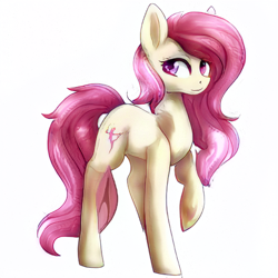 Size: 512x512 | Tagged: safe, ai model:aerial, oc, oc only, species:earth pony, species:pony, female, looking at you, mare, simple background, solo, white background