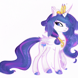 Size: 512x512 | Tagged: safe, ai model:aerial, character:princess celestia, character:princess luna, species:alicorn, species:pony, cutie mark, deep learning, ethereal mane, female, fusion, mare, simple background, solo, white background