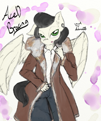 Size: 1000x1200 | Tagged: safe, artist:achmeddb, oc, oc only, oc:aced bracing, species:anthro, species:pony, male, pale color, soft color, solo, stallion