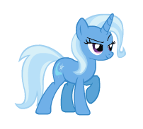 Size: 202x183 | Tagged: safe, artist:rabidpepper, character:trixie, species:pony, species:unicorn, animated, female, gif, horn, idle animation, mare, raised eyebrow, raised hoof, show accurate, simple background, smiling, smirk, solo, standing, transparent background