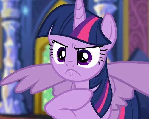 Size: 500x400 | Tagged: safe, artist:rabidpepper, character:twilight sparkle, character:twilight sparkle (alicorn), species:alicorn, species:pony, angry, animated, cute, female, frown, glare, i can't believe it's not hasbro studios, looking at you, madorable, mare, no, pouting, reaction image, show accurate, slit throat gesture, solo, spread wings, twiabetes, wings