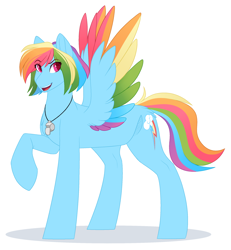 Size: 2036x2200 | Tagged: safe, artist:purplegrim40, character:rainbow dash, species:pegasus, species:pony, colored wings, colored wingtips, female, mare, multicolored wings, rainbow wings, smiling, solo, whistle