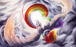 Size: 3224x2016 | Tagged: safe, artist:fluttersheeeee, character:rainbow dash, species:pegasus, species:pony, cloud, cute, dashabetes, female, flying, looking at you, mare, sky, solo, spread wings, wings