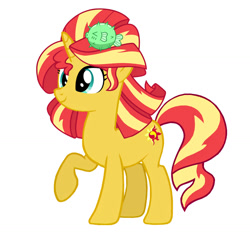 Size: 1184x1109 | Tagged: safe, artist:silverbuller, character:sunset shimmer, species:pony, species:unicorn, episode:good vibes, eqg summertime shorts, g4, my little pony: equestria girls, my little pony:equestria girls, alternate hairstyle, cute, cutie mark, equestria girls ponified, female, hair accessory, mare, ponified, puffer fish, shimmerbetes, simple background, solo, sunset sushi, white background