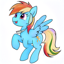 Size: 512x512 | Tagged: safe, ai model:aerial, machine learning generated, character:rainbow dash, species:pegasus, species:pony, alternate cutie mark, anatomically incorrect, female, incorrect leg anatomy, mare, solo, tongue out