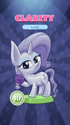 Size: 1440x2560 | Tagged: safe, artist:stewart501st, part of a set, character:rarity, species:crystal pony, bandage, bandaged hoof, clarity, fake, faker than a three dollar bill, looking at you, miss pie's monsters, pocket ponies, pocket pony, species swap