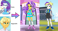 Size: 1576x840 | Tagged: safe, artist:silverbuller, character:ragamuffin, character:rarity, oc, oc:crystal radiance, oc:lapis stone, parent:rarity, ship:rarimuffin, equestria girls:spring breakdown, g4, my little pony: equestria girls, my little pony:equestria girls, spoiler:eqg series (season 2), female, male, next generation, offspring, parent:ragamuffin, parents:rarimuffin, ragamuffin (equestria girls), shipping, straight