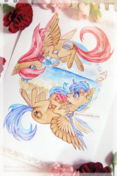 Size: 2176x3264 | Tagged: safe, artist:kitten-in-the-jar, oc, oc only, species:pegasus, species:pony, female, mare, present, traditional art
