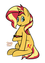 Size: 2000x2800 | Tagged: safe, artist:soupyfox, character:sunset shimmer, species:pony, species:unicorn, colored, full body, looking at you, mars, sitting