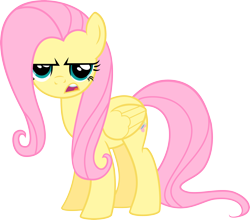 Size: 4000x3517 | Tagged: safe, artist:vaderpl, character:fluttershy, species:pegasus, species:pony, episode:a bird in the hoof, g4, my little pony: friendship is magic, female, fluttershy is not amused, frown, looking at you, mare, open mouth, simple background, solo, transparent background, unamused, unhappy, vector