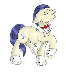 Size: 788x854 | Tagged: safe, artist:monsoonvisionz, character:horte cuisine, species:earth pony, species:pony, bow tie, cheek fluff, cufflinks, cuffs (clothes), eyes closed, facial hair, floppy ears, male, moustache, simple background, solo, transparent background, waiter