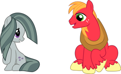 Size: 7713x4733 | Tagged: safe, artist:timelordomega, character:big mcintosh, character:marble pie, species:earth pony, species:pony, ship:marblemac, episode:hearthbreakers, g4, my little pony: friendship is magic, cute, eye contact, female, looking at each other, macabetes, male, marblebetes, mare, open mouth, shipping, shy, simple background, sitting, smiling, stallion, straight, transparent background, vector
