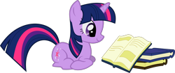 Size: 2224x930 | Tagged: safe, artist:timelordomega, character:twilight sparkle, character:twilight sparkle (unicorn), species:pony, species:unicorn, episode:applebuck season, g4, my little pony: friendship is magic, book, bookhorse, female, lying down, mare, ponyloaf, prone, reading, simple background, smiling, solo, transparent background, vector