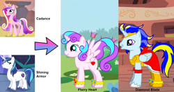 Size: 1576x840 | Tagged: safe, artist:silverbuller, character:princess cadance, character:princess flurry heart, character:shining armor, oc, oc:diamond blade, parent:princess cadance, parent:shining armor, parents:shiningcadance, species:pony, ship:shiningcadance, female, male, offspring, pony creator, shipping, straight