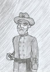 Size: 1052x1520 | Tagged: safe, artist:newman134, oc, oc only, oc:colonel applebee, species:human, my little pony:equestria girls, 19th century, american civil war, apple family member, beard, civil war, clothing, colonel, confederate, facial hair, hand drawing, human oc, human world, lore in description, monochrome, original ancestor, pencil drawing, saber, sabre, sword, traditional art, uniform, weapon