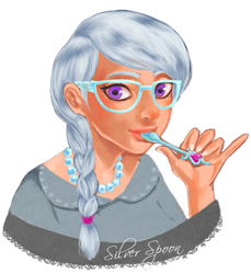 Size: 503x550 | Tagged: safe, artist:nyonhyon, character:silver spoon, glasses, humanized