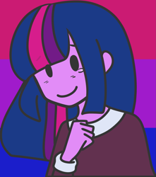 Size: 1309x1478 | Tagged: safe, artist:thatgreypeanut, derpibooru original, character:twilight sparkle, species:human, my little pony:equestria girls, bi flag, bi twi, bilight sparkle, bisexual, bisexual pride flag, bisexuality, crying, cute, description is relevant, female, headcanon, lgbt, pride, pride flag, pride month, smiling, solo, tears of joy