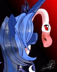 Size: 2550x3246 | Tagged: safe, artist:stormythetrooper, character:princess luna, species:alicorn, species:pony, episode:sparkle's seven, g4, my little pony: friendship is magic, animal, face not visible, facing away, female, goose, luna petting goose, mare, solo