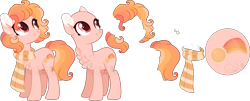 Size: 5708x2311 | Tagged: safe, artist:sh3llysh00, oc, oc:warm sunset, parent:pinkie pie, parent:twilight sparkle, parents:twinkie, species:earth pony, species:pony, bald, clothing, female, magical lesbian spawn, mare, offspring, reference sheet, scarf, simple background, solo, transparent background