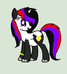 Size: 458x506 | Tagged: safe, artist:kim-306, artist:rain-approves, base used, oc, oc:kim, species:pony, species:unicorn, female, heterochromia, hoof ring, looking back, mare, pregnant, simple background, smiling