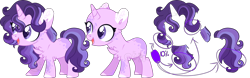 Size: 1280x398 | Tagged: safe, artist:sh3llysh00, oc, oc:cotton candy (sh3llysh00), parent:pinkie pie, parent:starlight glimmer, parents:glimmerpie, species:pony, species:unicorn, bald, female, filly, magical lesbian spawn, offspring, reference sheet, simple background, solo, transparent background