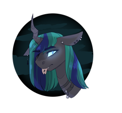 Size: 1104x1021 | Tagged: safe, artist:jaysey, oc, oc:philia agape armet, parent:queen chrysalis, parent:shining armor, parents:shining chrysalis, species:changepony, species:pony, species:unicorn, kindverse, hybrid, interspecies offspring, offspring, piercing, solo