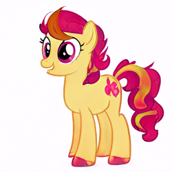 Size: 512x512 | Tagged: safe, ai model:aerial, species:earth pony, species:pony, female, purple eyes, simple background, solo, white background