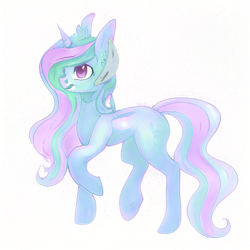 Size: 512x512 | Tagged: safe, ai model:aerial, species:pony, species:unicorn, blank flank, female, simple background, solo, white background