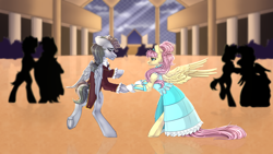 Size: 4550x2558 | Tagged: safe, artist:allisonbacker, character:fluttershy, character:rainbow dash, species:pony, clothing, dress, female, the count of monte cristo, the count of monte rainbow