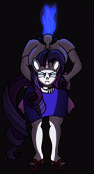 Size: 1651x3067 | Tagged: safe, artist:heartshielder1991, character:rarity, species:anthro, species:plantigrade anthro, species:pony, species:unicorn, disembodied head, dullahan, female, gradient background, headless, looking at you, modular, solo
