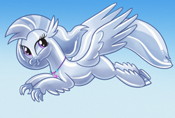Size: 1180x800 | Tagged: safe, artist:hornbuckle, character:silverstream, species:classical hippogriff, species:hippogriff, balloon hippogriff, chrome, cute, diastreamies, female, happy, jewelry, looking at you, necklace, rubber, smiling, solo