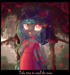 Size: 863x926 | Tagged: safe, artist:auroracursed, oc, oc only, oc:damask rose, species:pony, species:unicorn, bipedal, flower, garden, rose, solo, ych result