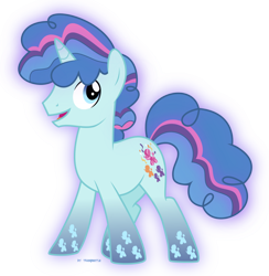 Size: 1024x1048 | Tagged: safe, artist:tigerbeetle, character:party favor, species:pony, species:unicorn, colored hooves, glowing mane, glowing tail, happy, joyful, lightly watermarked, male, rainbow power, rainbow power-ified, simple background, solo, stallion, transparent background, vector, watermark