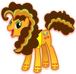 Size: 1600x1554 | Tagged: safe, artist:tigerbeetle, character:cheese sandwich, species:earth pony, species:pony, colored hooves, glowing mane, glowing tail, happy, joyful, lightly watermarked, male, rainbow power, rainbow power-ified, simple background, solo, stallion, transparent background, vector, watermark