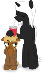 Size: 1043x1806 | Tagged: safe, artist:kitana762, oc, oc only, oc:nethlarion, oc:threnody, species:pegasus, species:pony, species:unicorn, fallout equestria, fallout equestria: project horizons, drinking, drinking straw, fallout equestria: speak, fanfic art