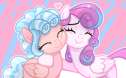Size: 1322x825 | Tagged: safe, artist:lilith1light, character:cozy glow, character:princess flurry heart, species:alicorn, species:pegasus, species:pony, ship:cozyheart, a better ending for cozy, best friends, cozybetes, cozylove, cute, dawwww, eyes closed, female, filly, flurrybetes, good end, hug, lesbian, mare, older, older cozy glow, older flurry heart, shipping, weapons-grade cute