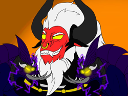 Size: 1024x768 | Tagged: safe, artist:kahnac, character:lord tirek, oc, oc:tiracian, season 9, spoiler:s09, alternate universe, fanfic, grin, poster, smiling, solo