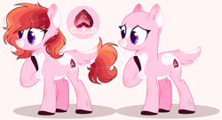 Size: 4800x2600 | Tagged: safe, artist:sh3llysh00, oc, oc only, oc:ruby heart, parent:pinkie pie, parent:twilight sparkle, parents:twinkie, species:earth pony, species:pony, bald, female, magical lesbian spawn, mare, offspring, reference sheet, solo