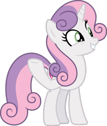 Size: 3626x4261 | Tagged: safe, artist:timeymarey007, character:sweetie belle, species:pony, species:unicorn, episode:growing up is hard to do, g4, my little pony: friendship is magic, cutie mark, female, mare, older, older sweetie belle, raised hoof, simple background, smiling, solo, the cmc's cutie marks, transparent background, underhoof, vector