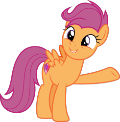 Size: 4133x4214 | Tagged: safe, artist:timeymarey007, character:scootaloo, species:pegasus, species:pony, episode:growing up is hard to do, g4, my little pony: friendship is magic, absurd resolution, cutie mark, female, mare, older, older scootaloo, raised hoof, simple background, smiling, solo, the cmc's cutie marks, transparent background, underhoof, vector
