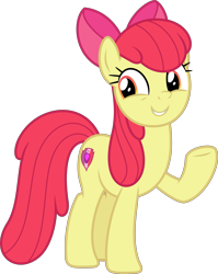Size: 3571x4491 | Tagged: safe, artist:timeymarey007, character:apple bloom, species:earth pony, species:pony, episode:growing up is hard to do, g4, my little pony: friendship is magic, apple bloom's bow, bow, cutie mark, female, hair bow, mare, older, older apple bloom, raised hoof, simple background, smiling, solo, the cmc's cutie marks, transparent background, underhoof, vector