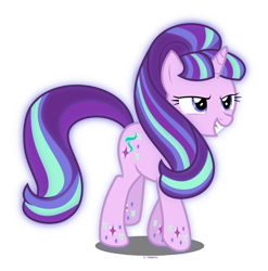 Size: 1024x1037 | Tagged: safe, artist:tigerbeetle, character:starlight glimmer, species:pony, female, lightly watermarked, rainbow power, simple background, solo, transparent background, watermark