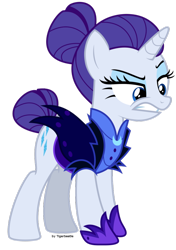 Size: 750x1066 | Tagged: safe, artist:tigerbeetle, character:rarity, species:pony, species:unicorn, episode:the cutie re-mark, alternate timeline, angry, female, lightly watermarked, mare, night maid rarity, nightmare takeover timeline, simple background, solo, takeover, timeline, transparent background, upset, watermark