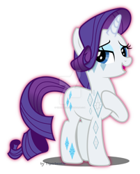 Size: 802x996 | Tagged: safe, artist:tigerbeetle, character:rarity, bedroom eyes, cutie mark, cutie mark magic, diamond, diamonds, element of generosity, female, glow, glowing body, glowing horn, horn, lightly watermarked, pointing at self, proud, simple background, solo, transparent background, watermark