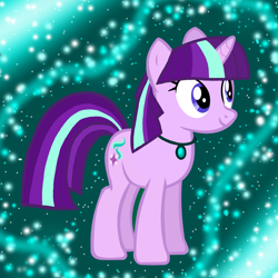 Size: 1000x1000 | Tagged: safe, alternate version, artist:thebosscamacho, edit, character:starlight glimmer, species:pony, species:unicorn, alternate hairstyle, amulet, female, jewelry, mare, new hairstyle, nightmare night, stars