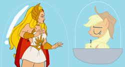 Size: 1007x544 | Tagged: safe, artist:guihercharly, character:applejack, crossover, glass dome, hover car, she-ra, she-ra princess of power, space pod, vehicle
