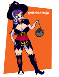 Size: 2284x3000 | Tagged: safe, artist:darka01, character:starlight glimmer, species:human, clothing, costume, female, halloween, halloween costume, hat, holiday, humanized, solo, witch costume, witch hat